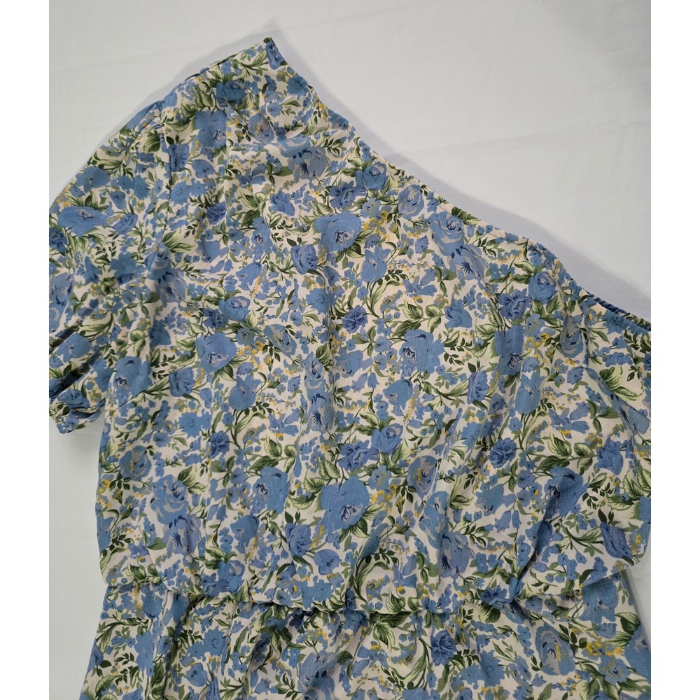 Shein 2 Pack One Shoulder Top Set Red Draped&Blue Floral Peplum Blouse Womens Lg - Picture 11 of 16